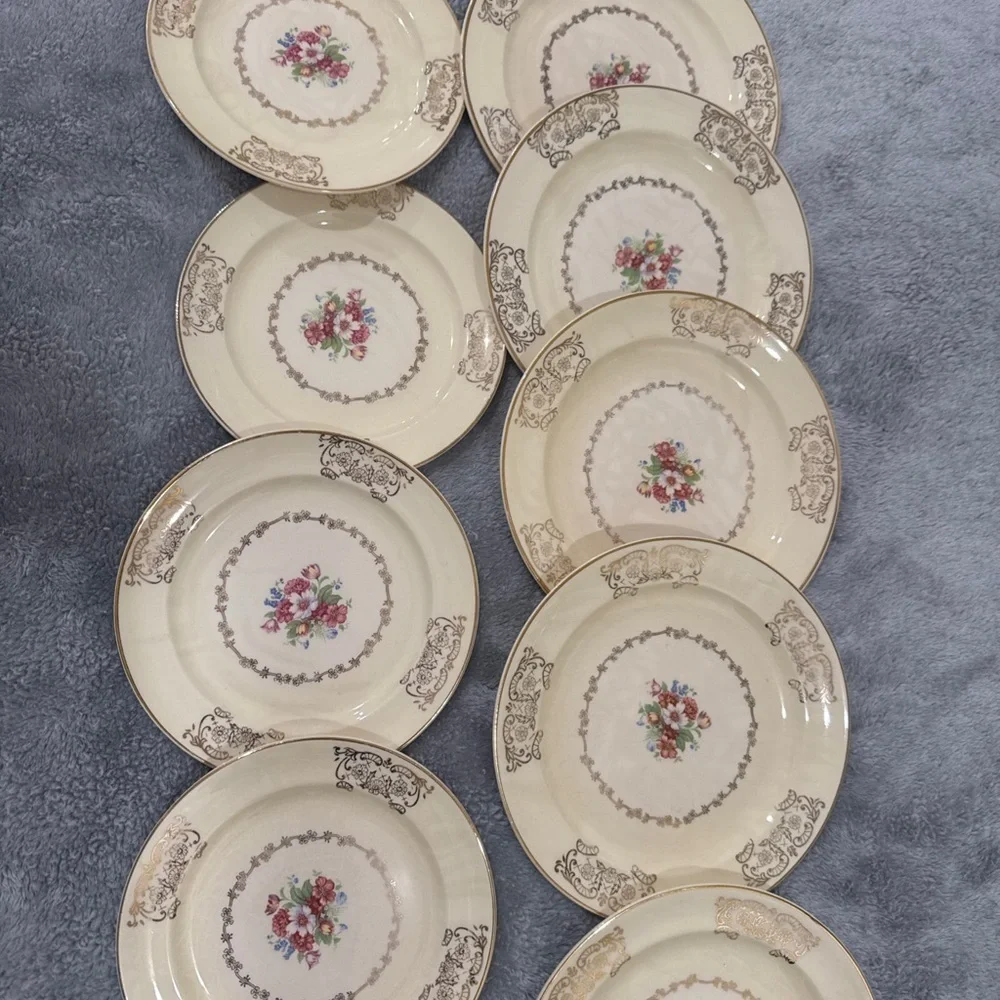 City Pottery set of 12 Vintage serving plates (22K gold trim design)Dinnerware